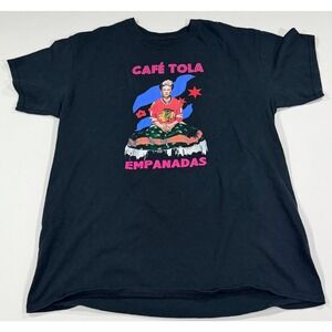 Cafe Tola Empanadas Chicago Frida Kahlo Blackhawks T-Shirt Black Mens Large